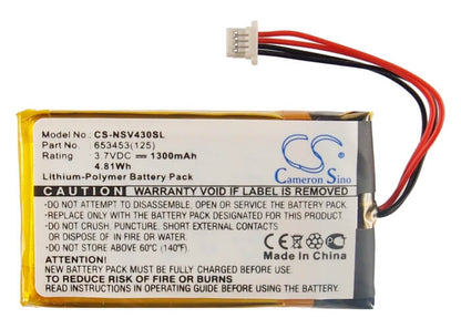 3.7V, 1300mAh, Li-Polymer Battery fits Insignia, Ns-ncv43, 4.81Wh