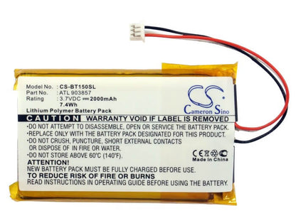 3.7V, 2000mAh, Li-Polymer Battery fits Globalstar, 11-tr151-lib-tn1, Telenav Tr-150, 7.4Wh