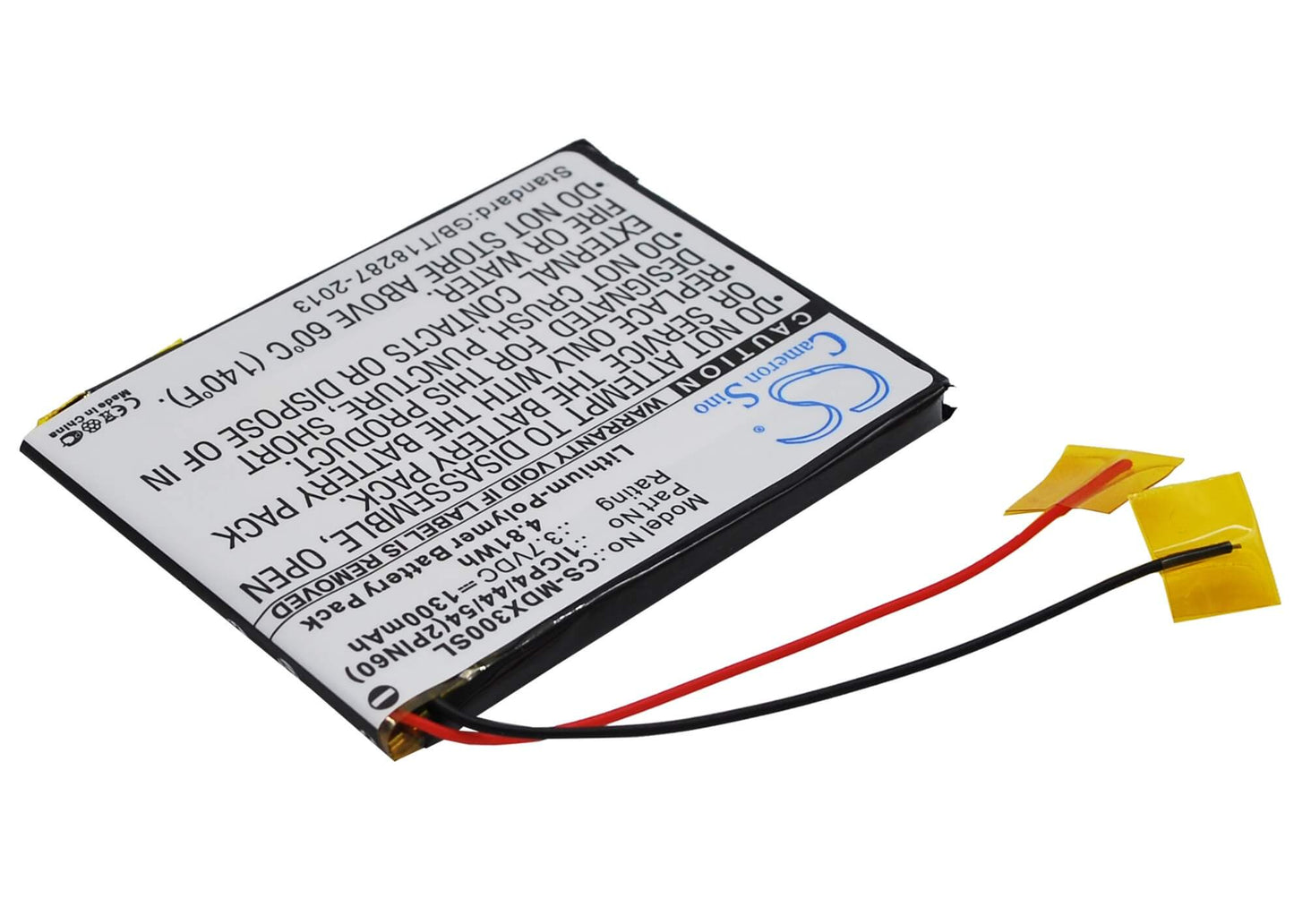 3.7V, 1300mAh, Li-Polymer Battery fits Modecom, Mx3, 4.81Wh