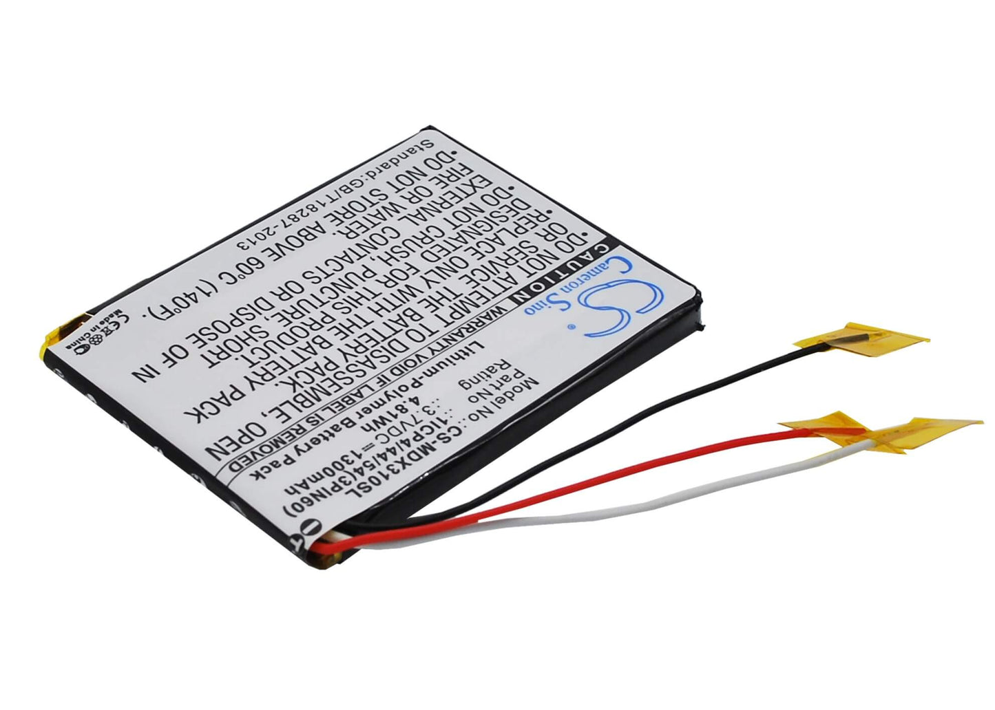 3.7V, 1300mAh, Li-Polymer Battery fits Modecom, Mx3 Hd, 4.81Wh