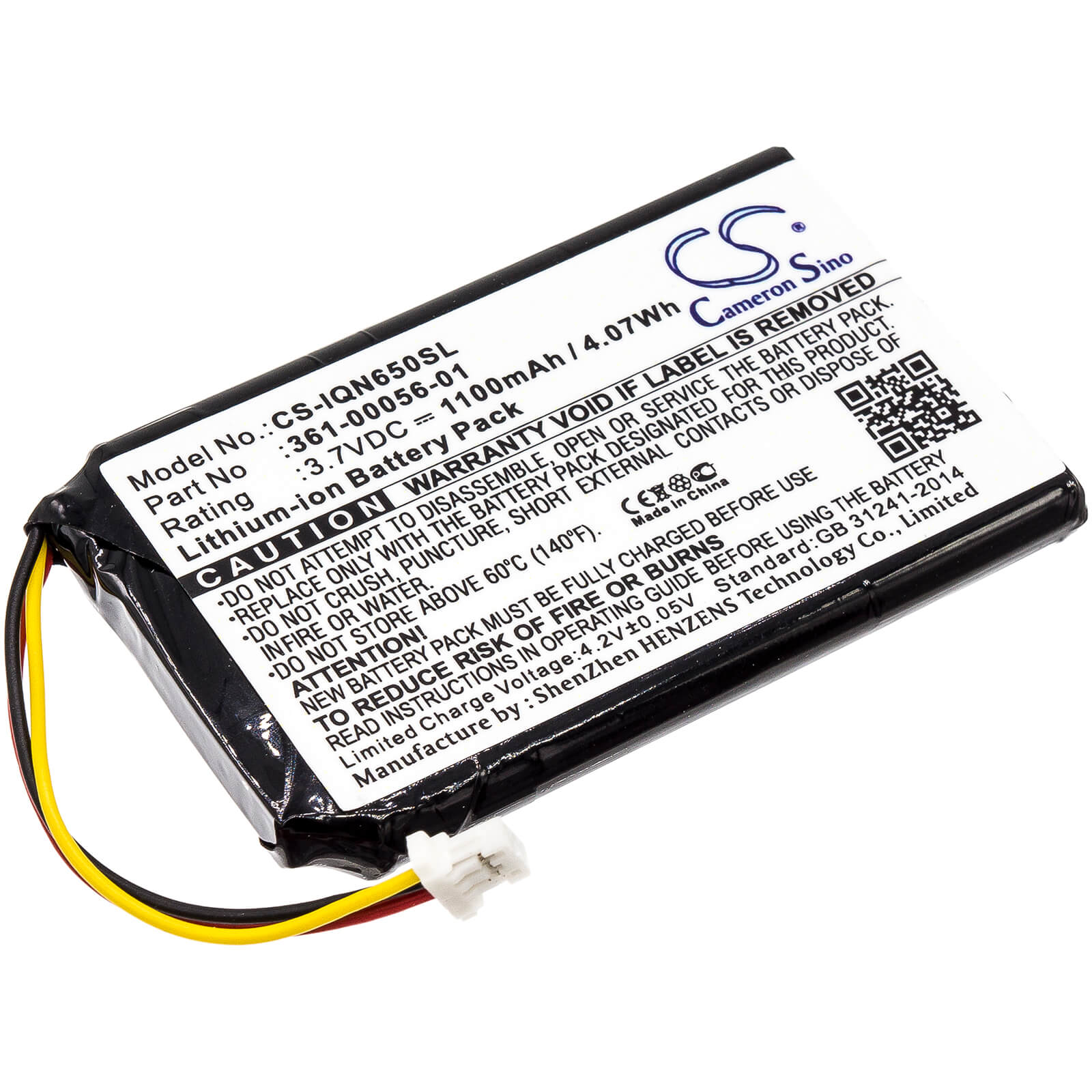 3.7V, 1100mAh, Li-ion Battery fits Garmin, 010-01211-01, Nuvi 53, 4.07Wh