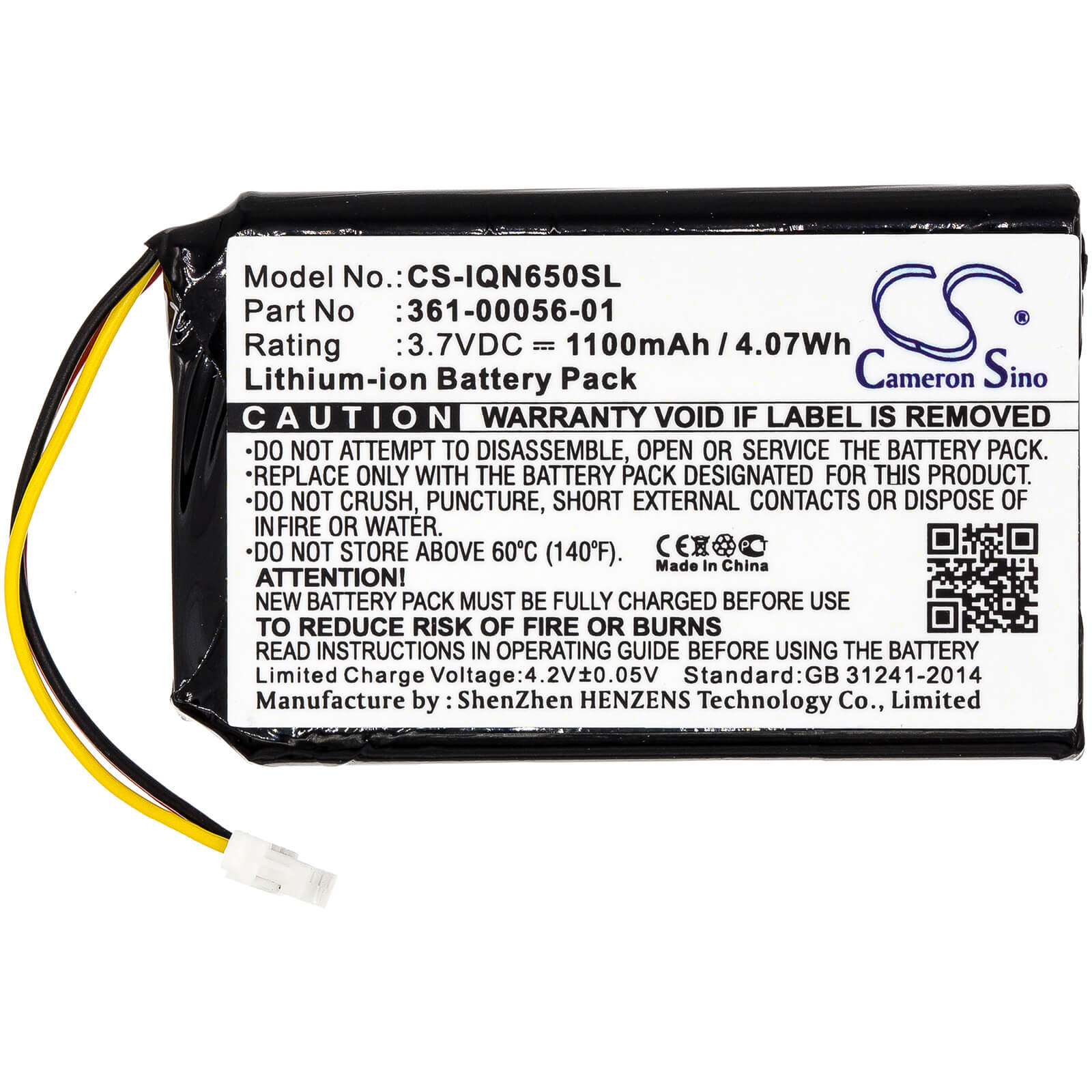 3.7V, 1100mAh, Li-ion Battery fits Garmin, 010-01211-01, Nuvi 53, 4.07Wh
