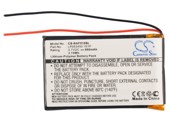 3.7V, 850mAh, Li-Polymer Battery fits Rac, 515f, 3.145Wh