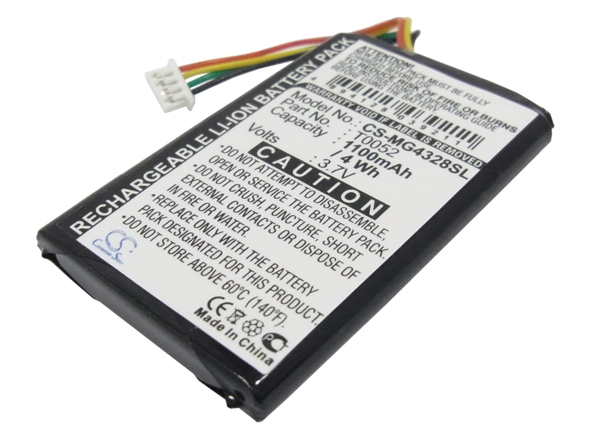 3.7V, 1100mAh, Li-ion Battery fits Typhoon, Myguide 4328, Myguide 4328 Bt, 4.07Wh