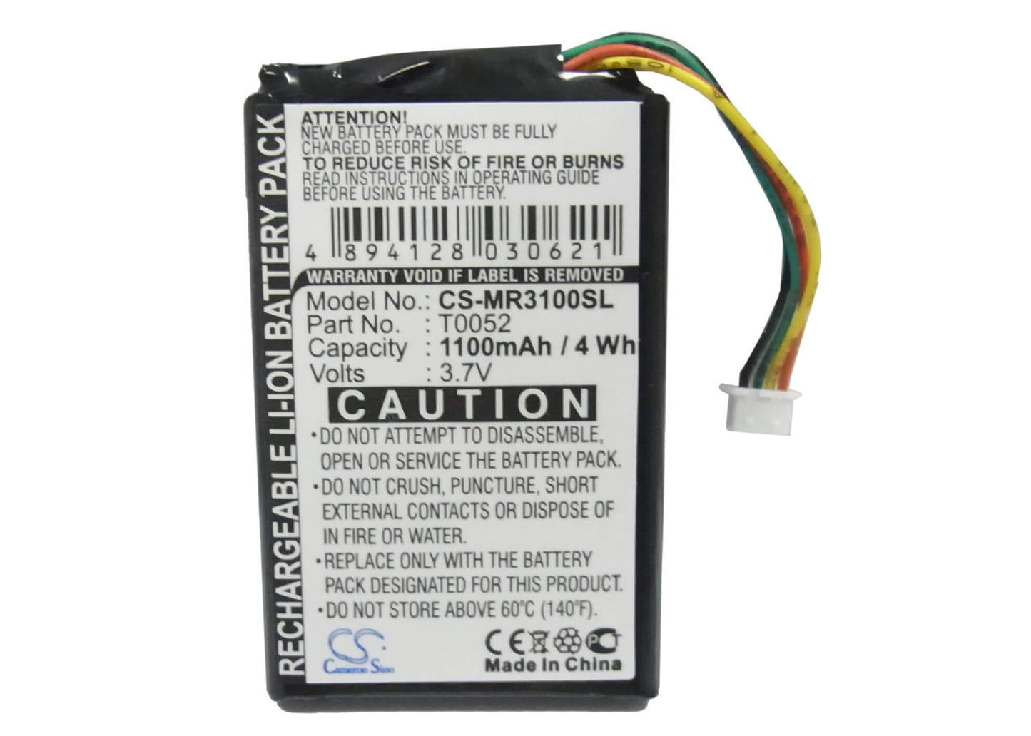 3.7V, 1100mAh, Li-ion Battery fits Magellan, Maestro 3000, Maestro 3200, 4.07Wh