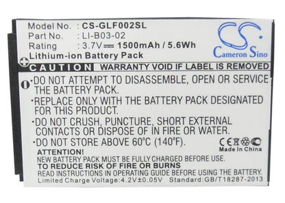 3.7V, 1500mAh, Li-ion Battery fits Golf Buddy, Gb3, Platinum, 5.55Wh