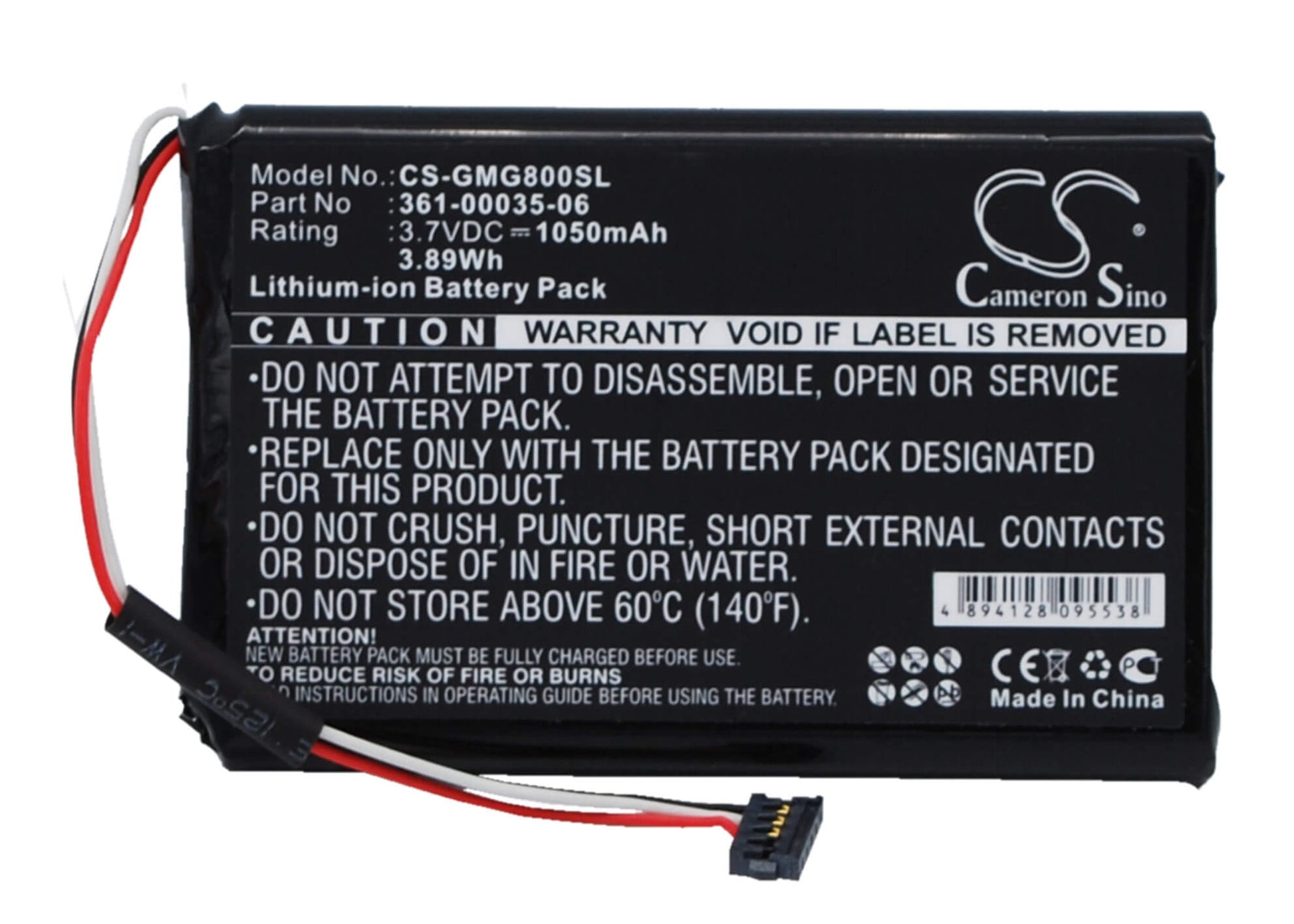 3.7V, 1050mAh, Li-ion Battery fits Garmin, Approach G8, 3.885Wh