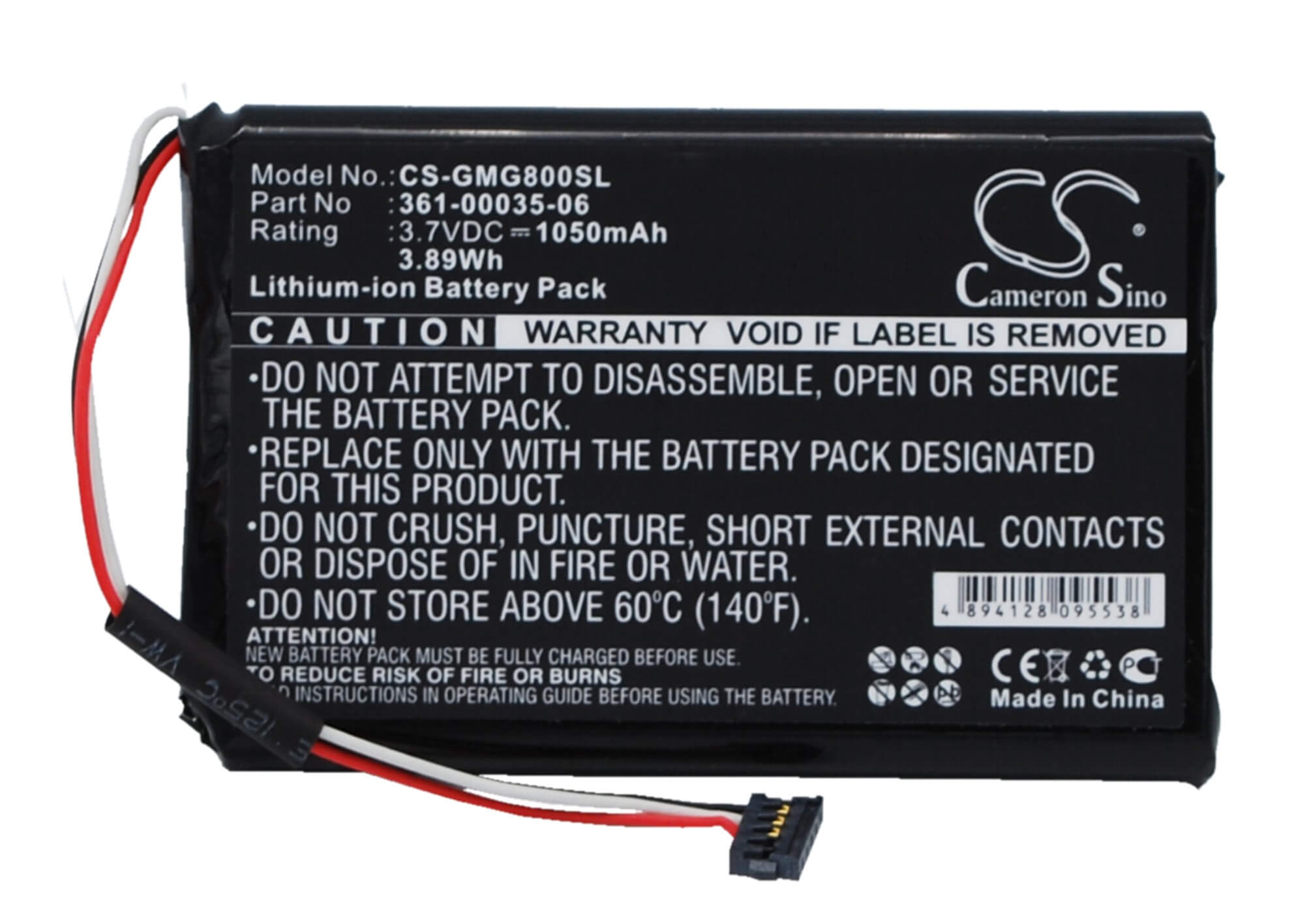 3.7V, 1050mAh, Li-ion Battery fits Garmin, Approach G8, 3.885Wh