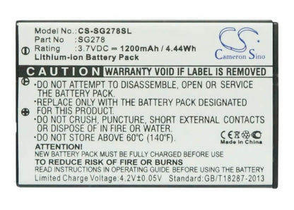 3.7V, 1200mAh, Li-ion Battery fits Zycast, Sg-278, 4.44Wh