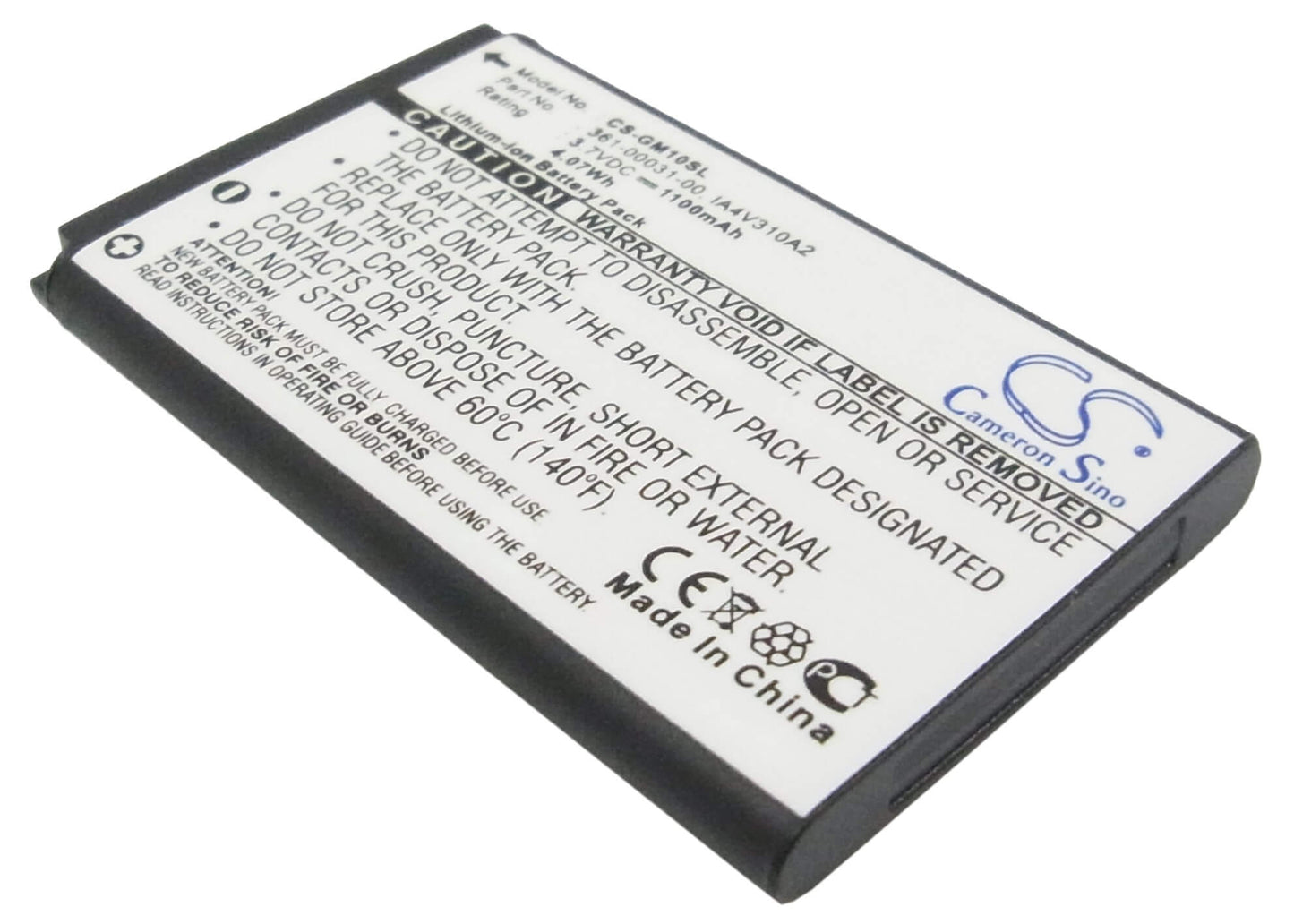 3.7V, 1100mAh, Li-ion Battery fits Xplova, G3, 4.07Wh