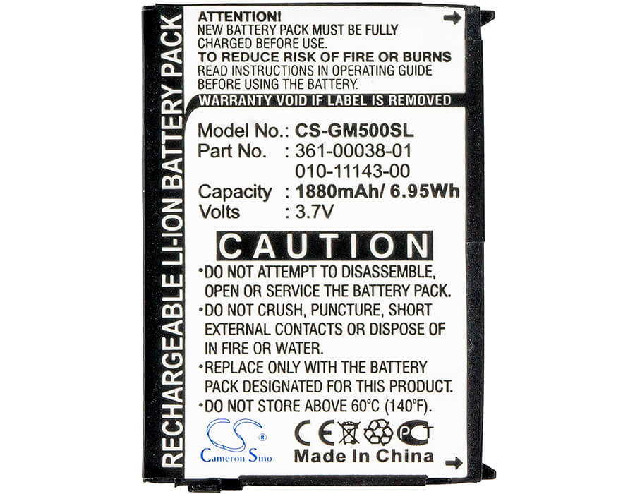 3.7V, 1880mAh, Li-ion Battery fits Garmin, Aera 500, Aera 510, 6.956Wh