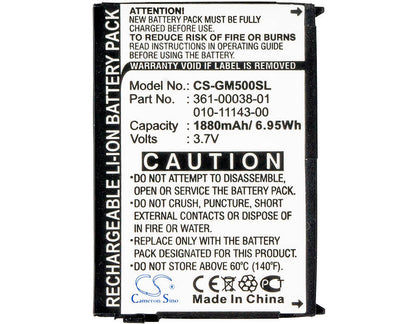 3.7V, 1880mAh, Li-ion Battery fits Garmin, Aera 500, Aera 510, 6.956Wh