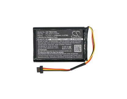 3.7V, 1100mAh, Li-ion Battery fits Tomtom, 4fa50, Go 510, 4.07Wh