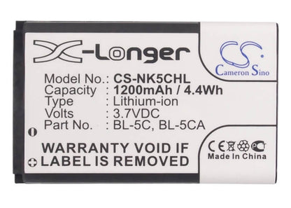 Gps, Navigator 3.7V, 1200mAh, Li-ion Battery fits Nokia, 1100, 1101, 4.44Wh