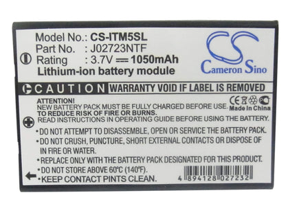 3.7V, 1050mAh, Li-ion Battery fits I.trek, M5, M5 Bt Gps, 3.885Wh