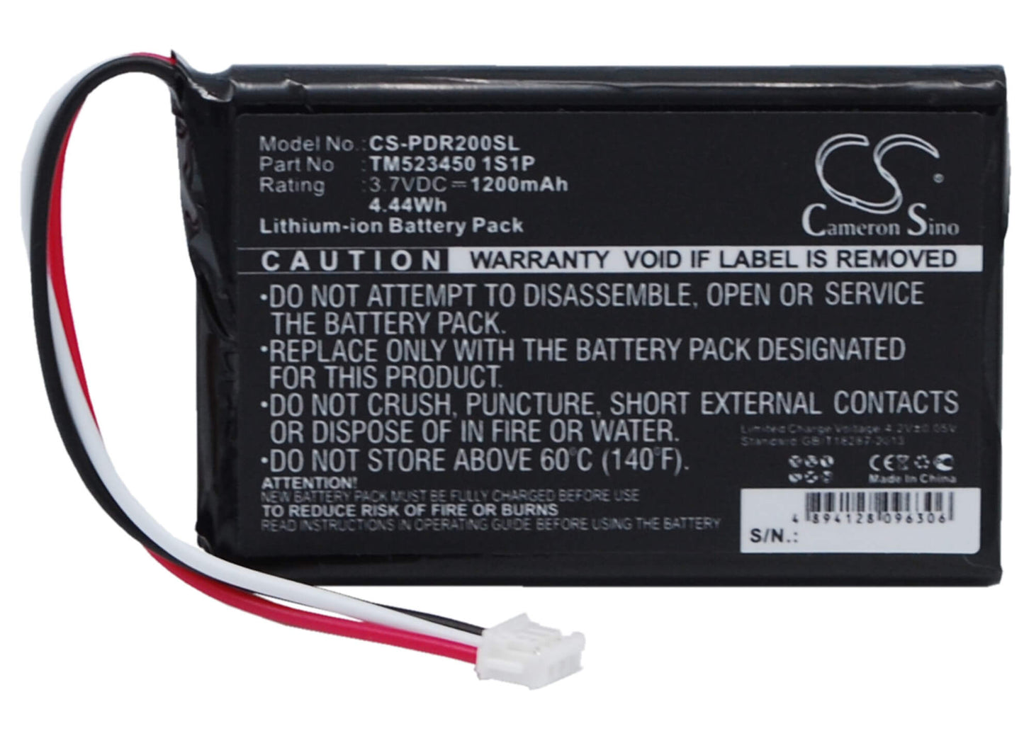 3.7V, 1200mAh, Li-ion Battery fits Pharos, Drive Gps 200, Pdr200, 4.44Wh