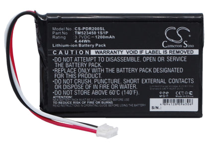 3.7V, 1200mAh, Li-ion Battery fits Pharos, Drive Gps 200, Pdr200, 4.44Wh