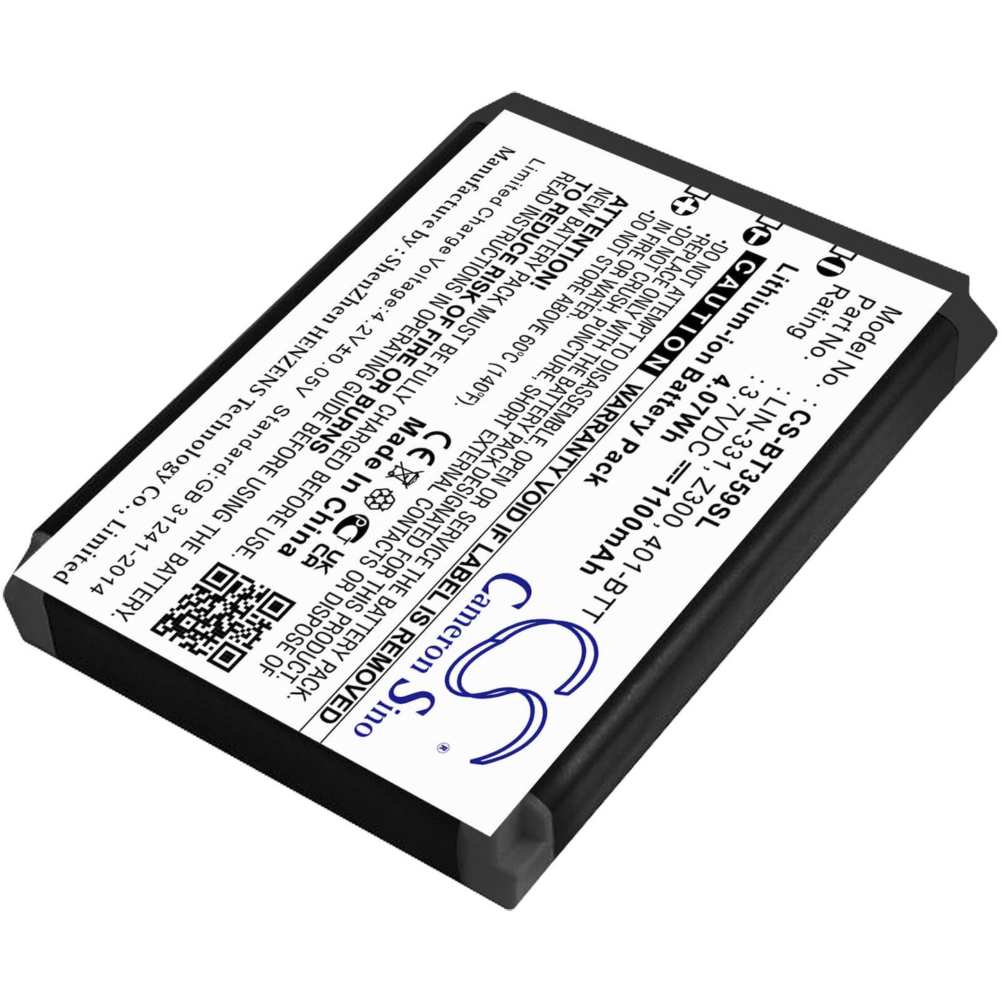 3.7V, 1100mAh, Li-ion Battery fits Globalsat, Bt-359, Bt-359w, 4.07Wh