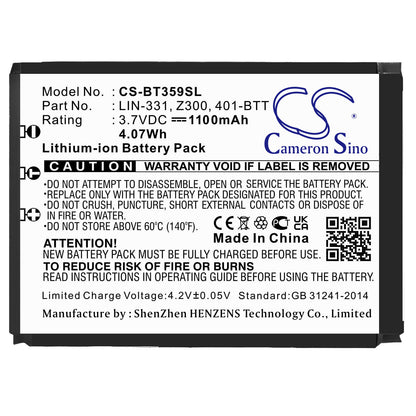 3.7V, 1100mAh, Li-ion Battery fits Haicom, Hi-401bt, Hi-405iii, 4.07Wh