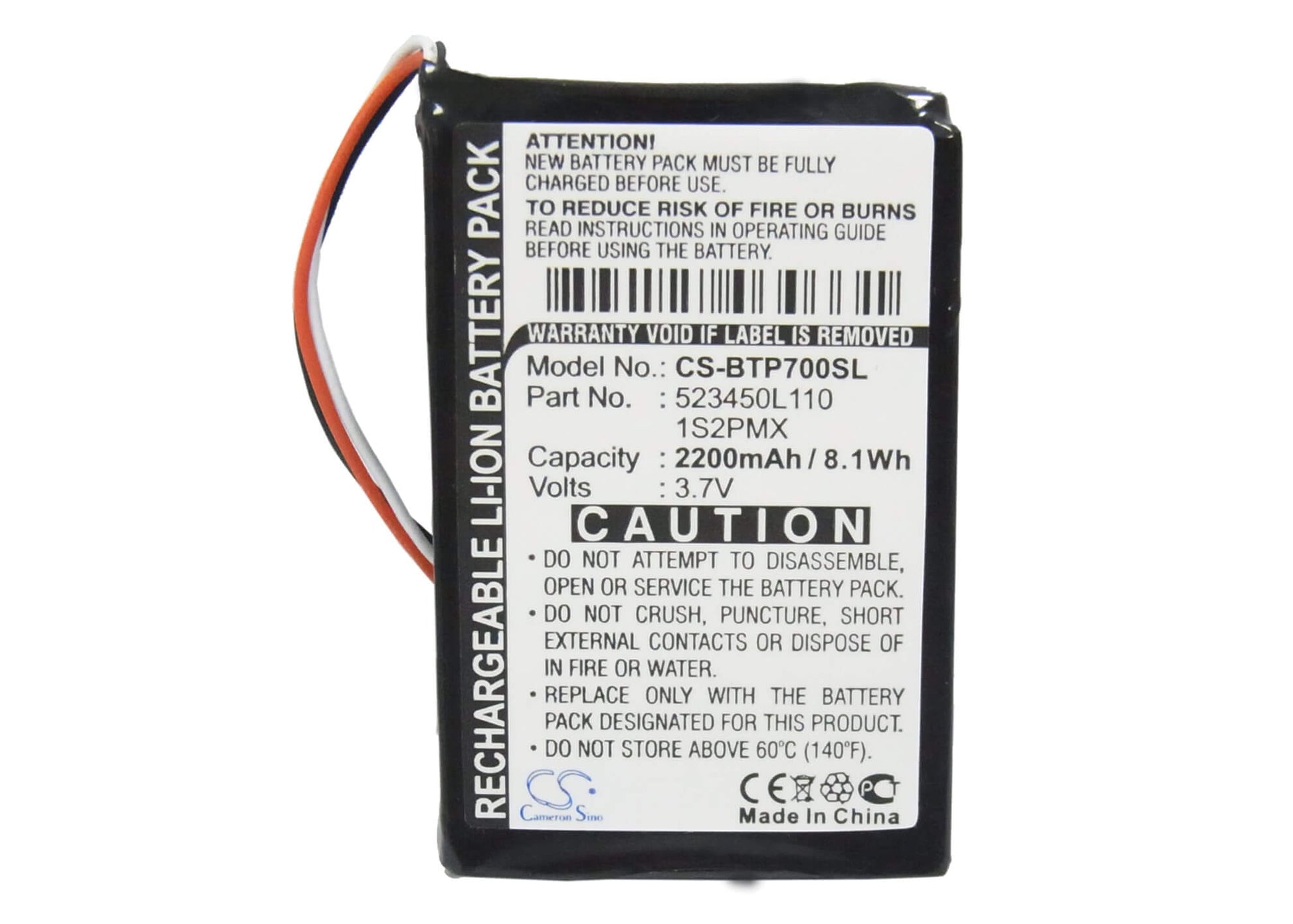 3.7V, 2200mAh, Li-ion Battery fits Blaupunkt, Travelpilot 500, Travelpilot 700, 8.14Wh