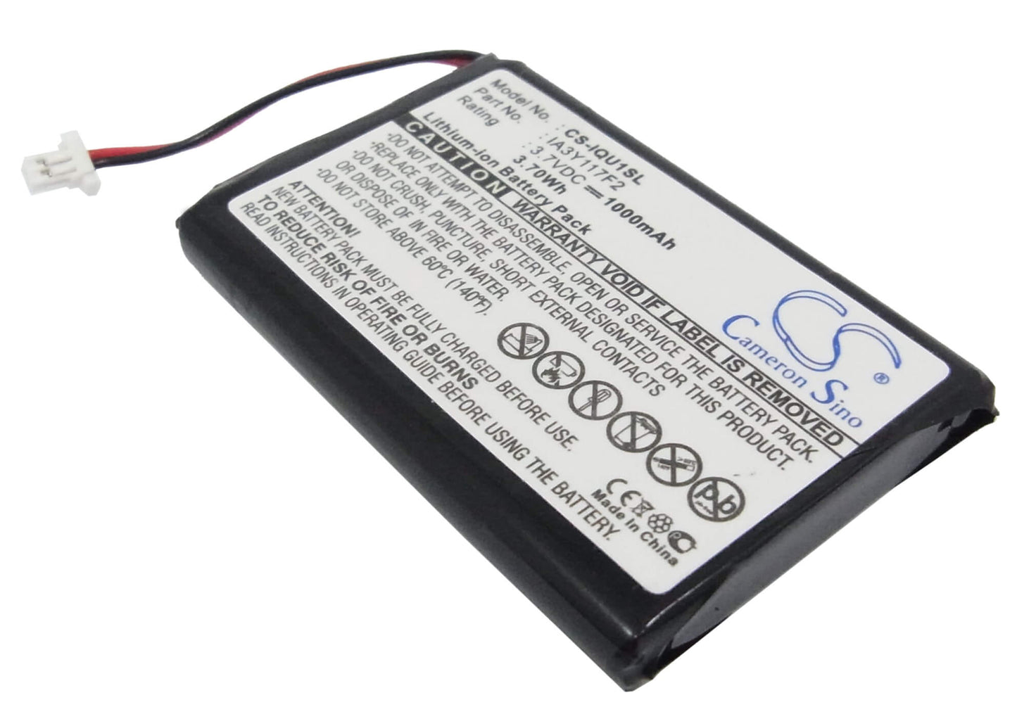3.7V, 1000mAh, Li-ion Battery fits Garmin, Quest, 3.7Wh