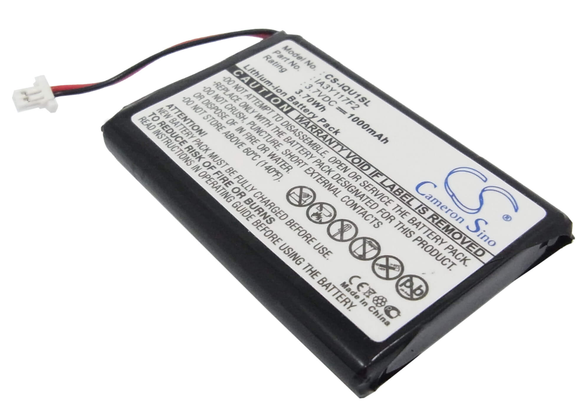 3.7V, 1000mAh, Li-ion Battery fits Garmin, Quest, 3.7Wh