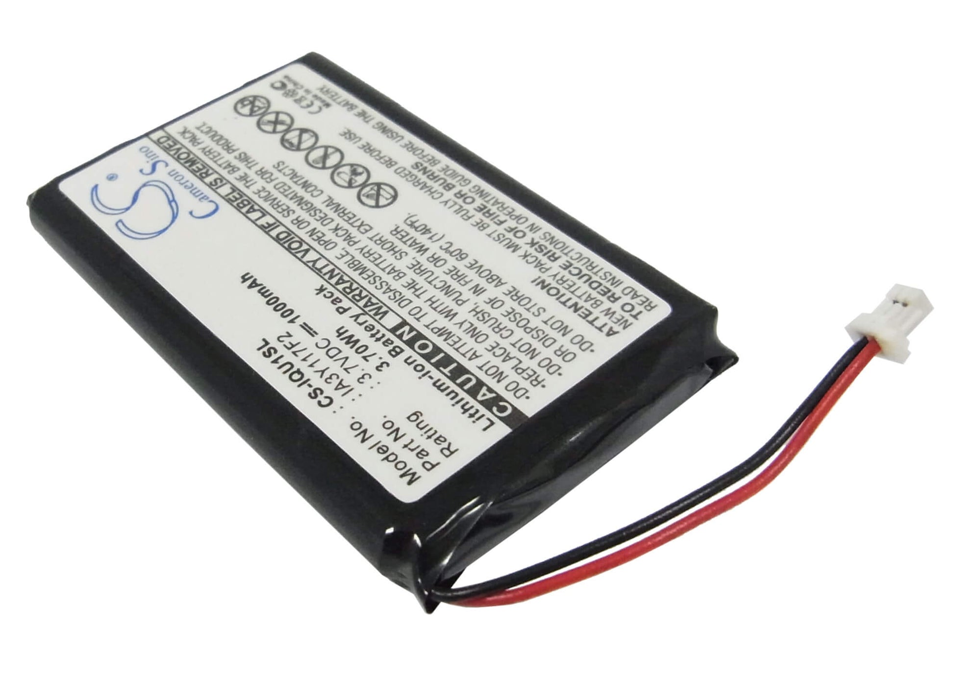 3.7V, 1000mAh, Li-ion Battery fits Garmin, Quest, 3.7Wh
