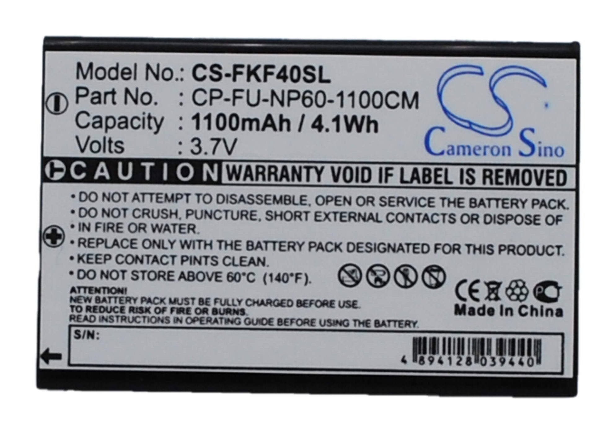 3.7V, 1100mAh, Li-ion Battery fits Falk, Cross, Ibex, 4.07Wh