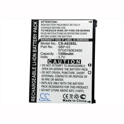 3.7V, 1350mAh, Li-ion Battery fits Asus, Mypal A630, Mypal A632, 4.995Wh
