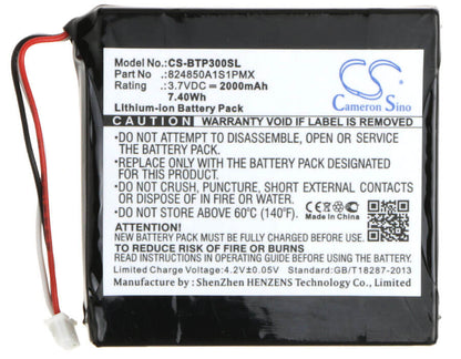 3.7V, 2000mAh, Li-ion Battery fits Blaupunkt, Travelpilot Tp300, 7.4Wh