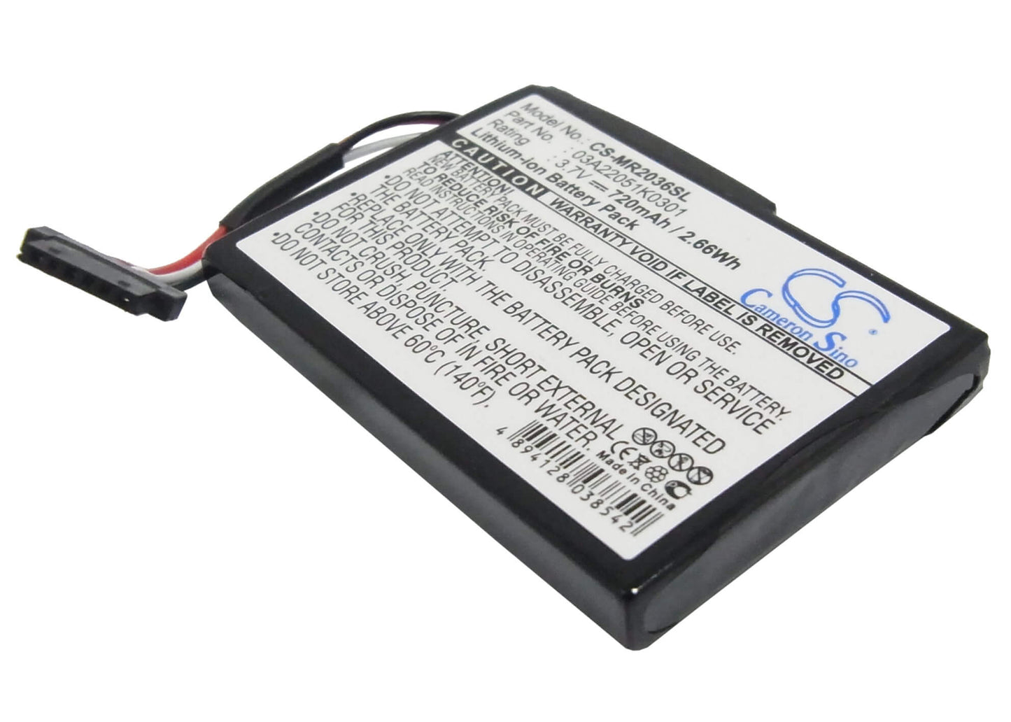 3.7V, 720mAh, Li-ion Battery fits Magellan, Roadmate 2035, Roadmate 2036, 2.664Wh