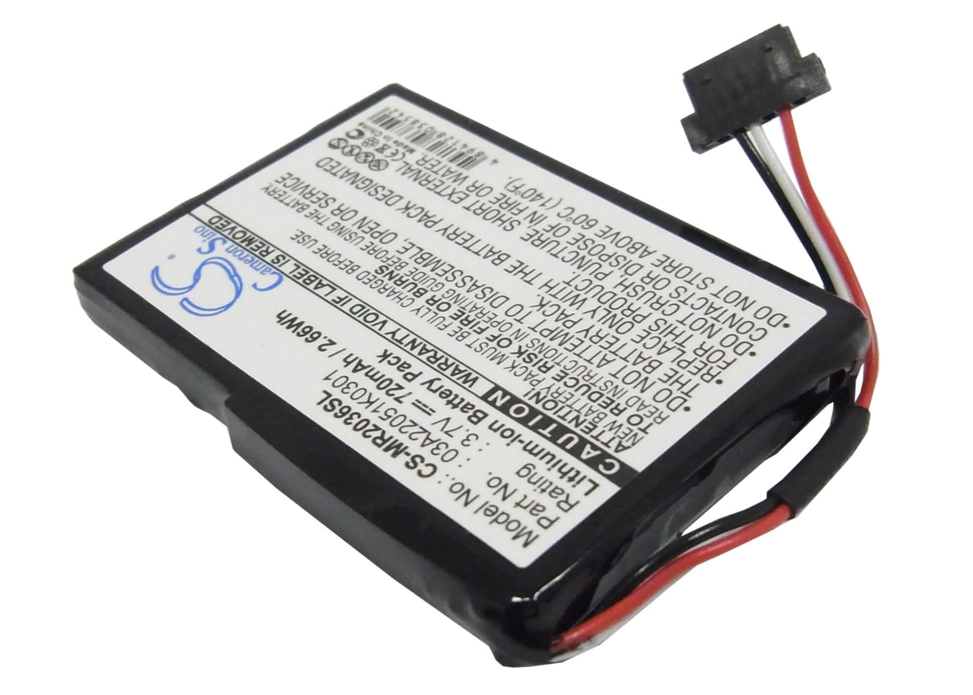 3.7V, 720mAh, Li-ion Battery fits Magellan, Roadmate 2035, Roadmate 2036, 2.664Wh