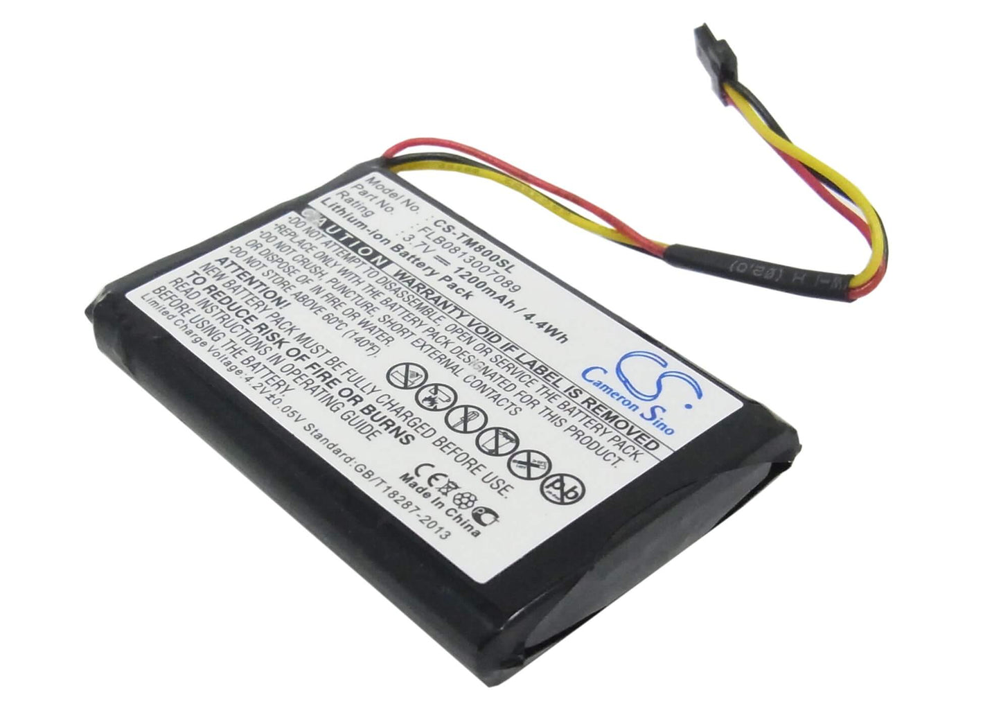 3.7V, 1200mAh, Li-ion Battery fits Tomtom, 4fc64 4fd6.001.00, Go 60, 4.44Wh