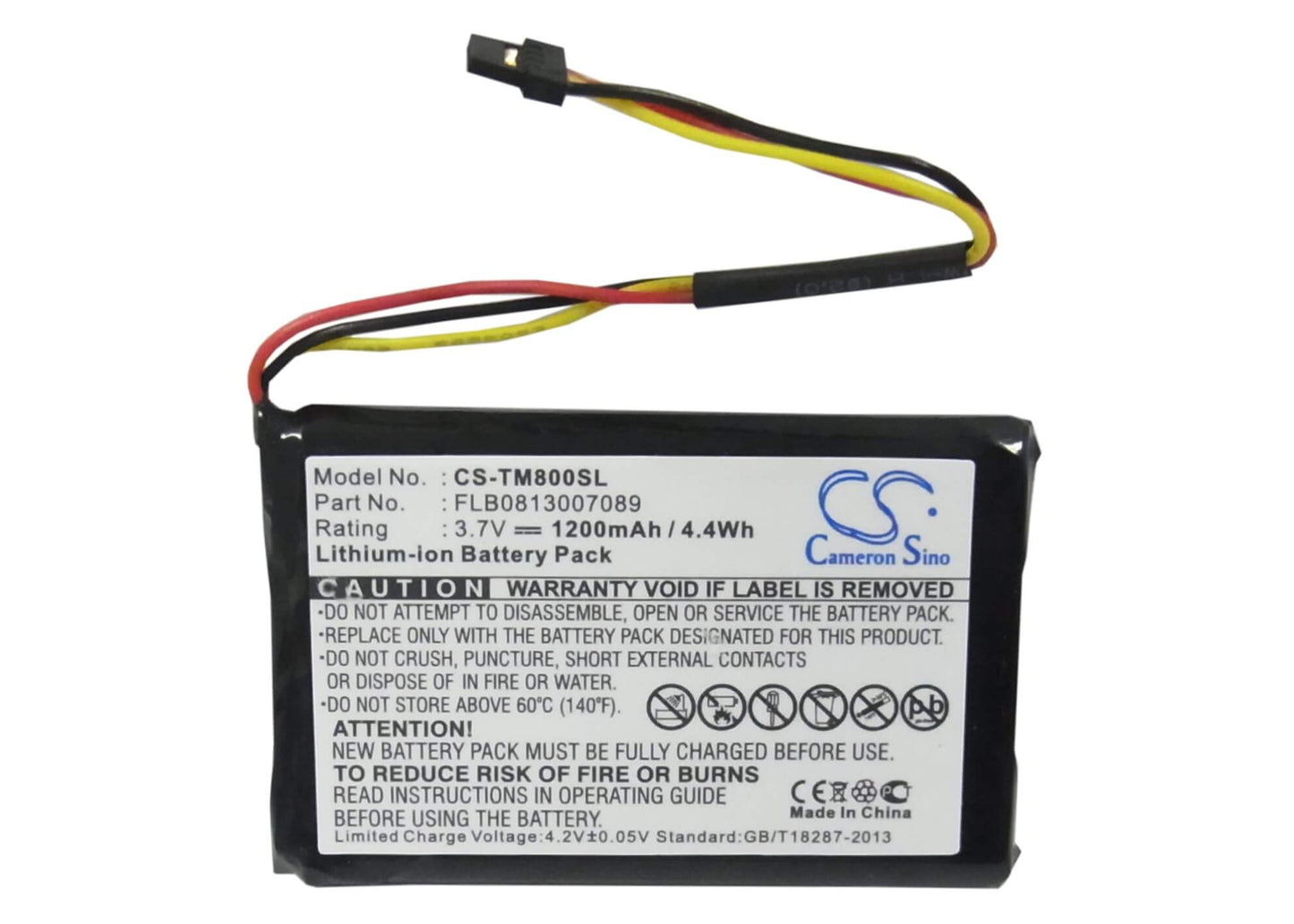 3.7V, 1200mAh, Li-ion Battery fits Tomtom, 4fc64 4fd6.001.00, Go 60, 4.44Wh