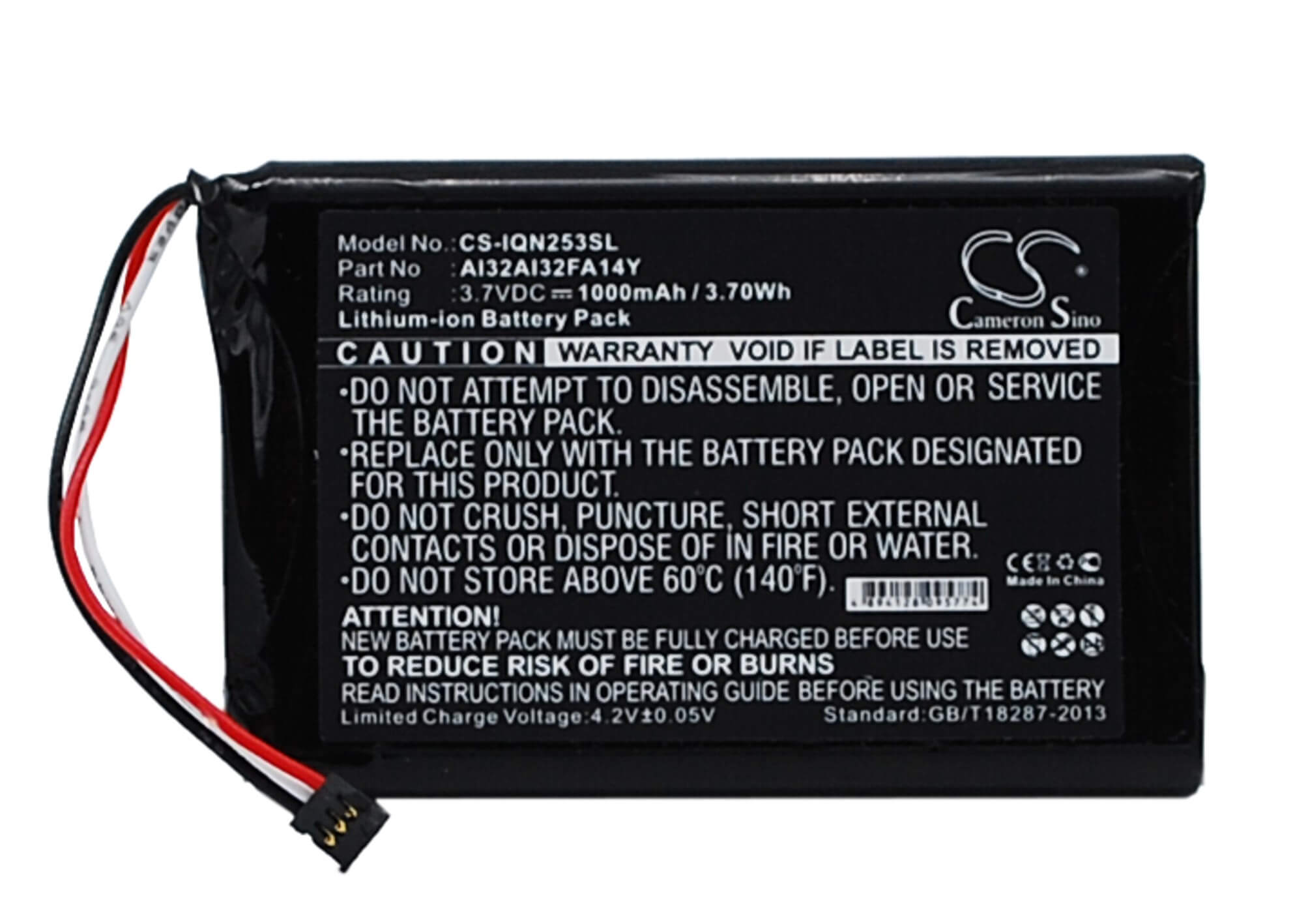 3.7V, 1000mAh, Li-ion Battery fits Garmin, 010-01187-01, Nuvi 2539lm, 3.7Wh