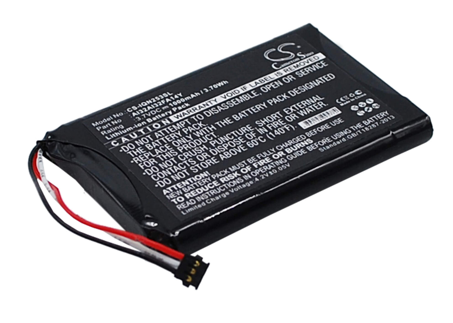 3.7V, 1000mAh, Li-ion Battery fits Garmin, 010-01187-01, Nuvi 2539lm, 3.7Wh
