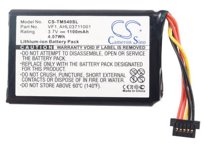 3.7V, 1100mAh, Li-ion Battery fits Tomtom, 4cf5.002.00, Go 540, 4.07Wh