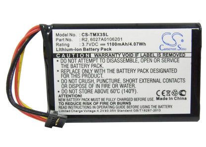 3.7V, 1100mAh, Li-ion Battery fits Tomtom, 1ep0.029.01, 4ep0.001.02, 4.07Wh