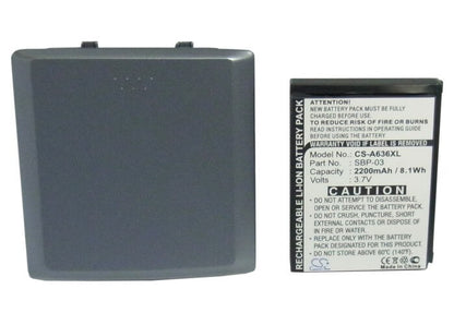 3.7V, 2200mAh, Li-ion Battery fits Asus, Mypal A630, Mypal A632, 8.14Wh