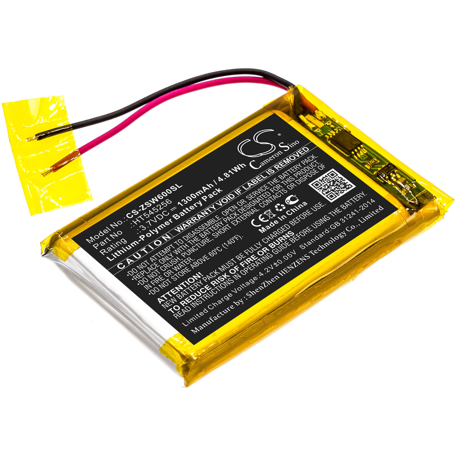 3.7V, 1300mAh, Li-Polymer Battery fits Izzo, Swami 6000, 4.81Wh