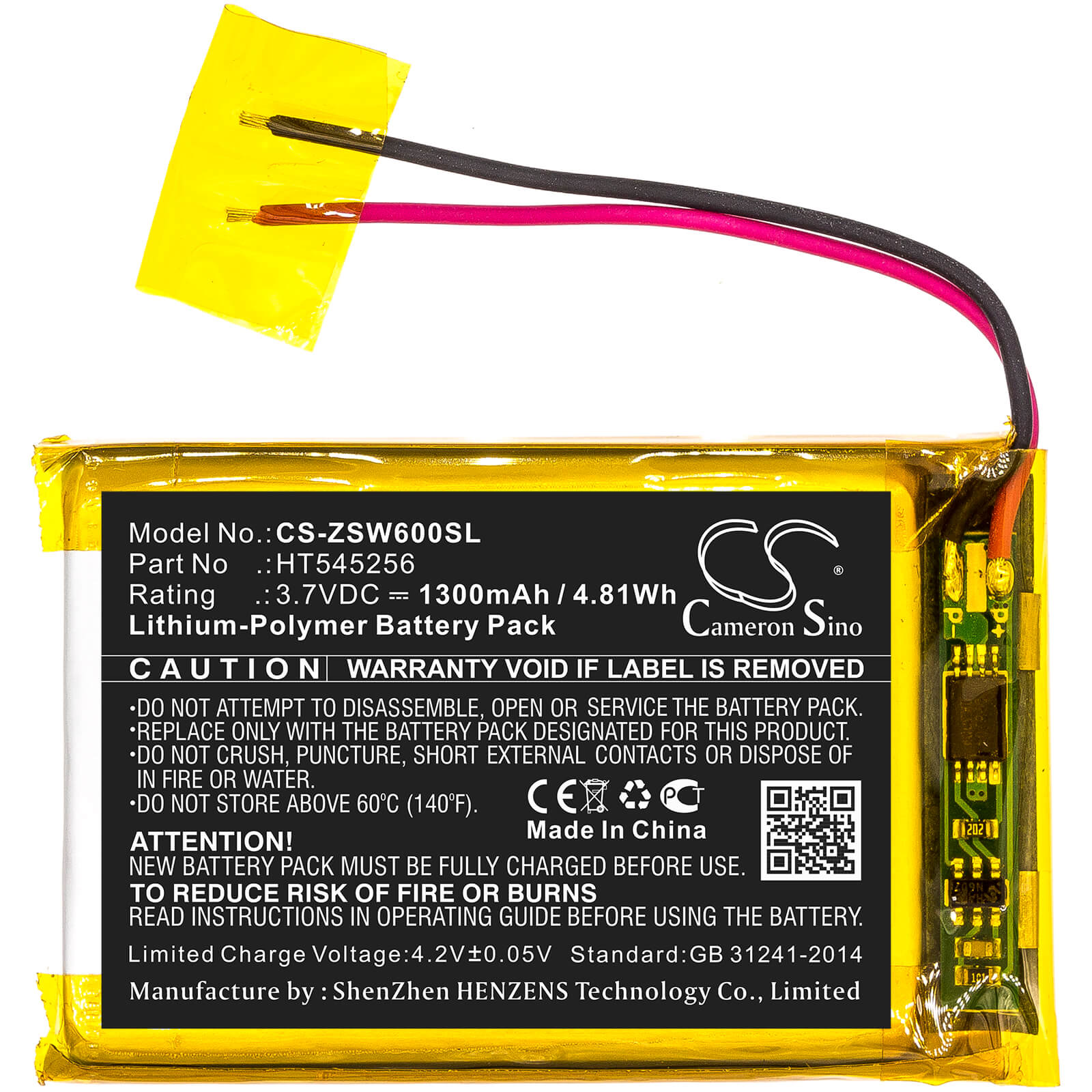3.7V, 1300mAh, Li-Polymer Battery fits Izzo, Swami 6000, 4.81Wh