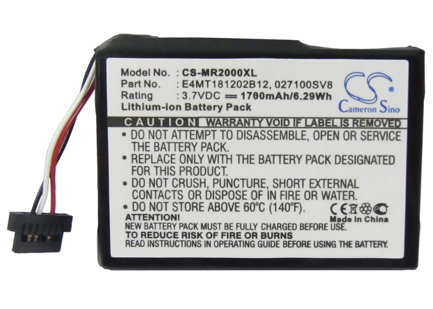 3.7V, 1700mAh, Li-ion Battery fits Magellan, Roadmate 2000, Roadmate 2200t, 6.29Wh