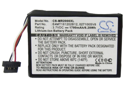 3.7V, 1700mAh, Li-ion Battery fits Magellan, Roadmate 2000, Roadmate 2200t, 6.29Wh