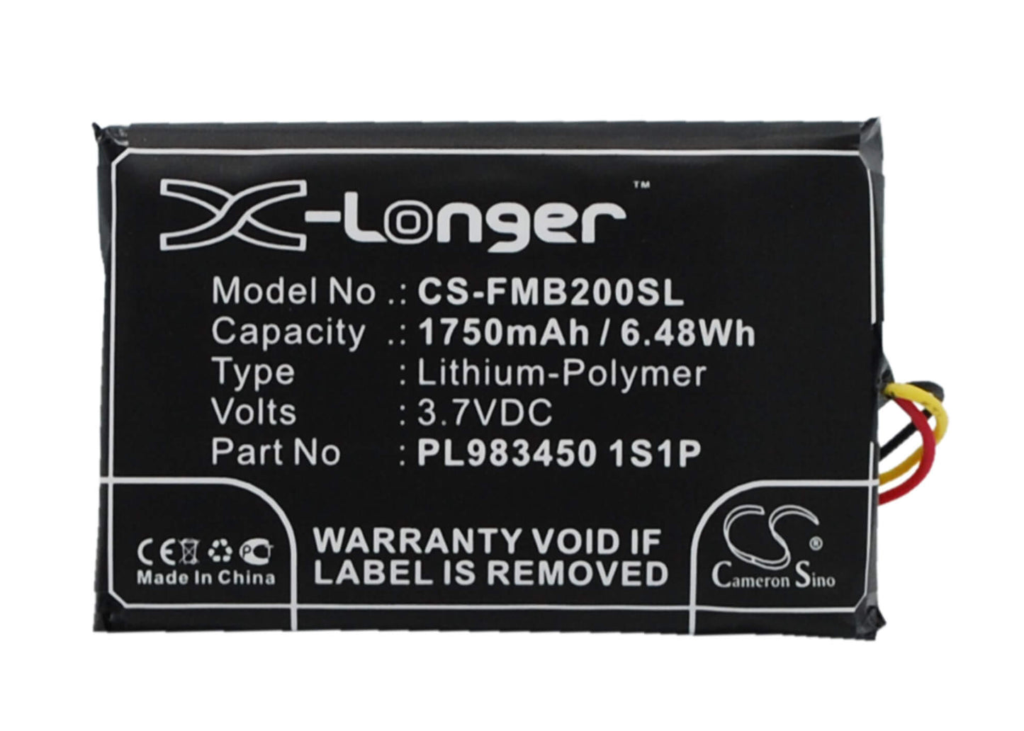 3.7V, 1750mAh, Li-Polymer Battery fits Falcom, Mambo 2, 6.475Wh