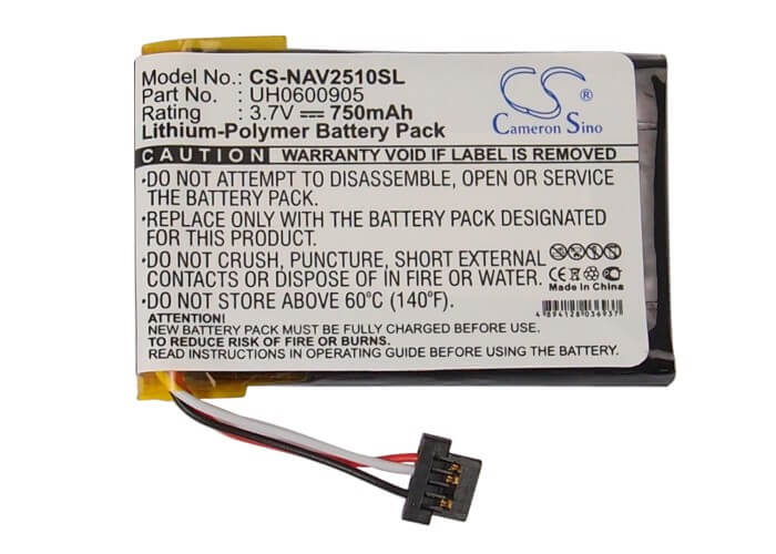 3.7V, 750mAh, Li-Polymer Battery fits Navigon, 2510, 2510 Explorer, 2.775Wh