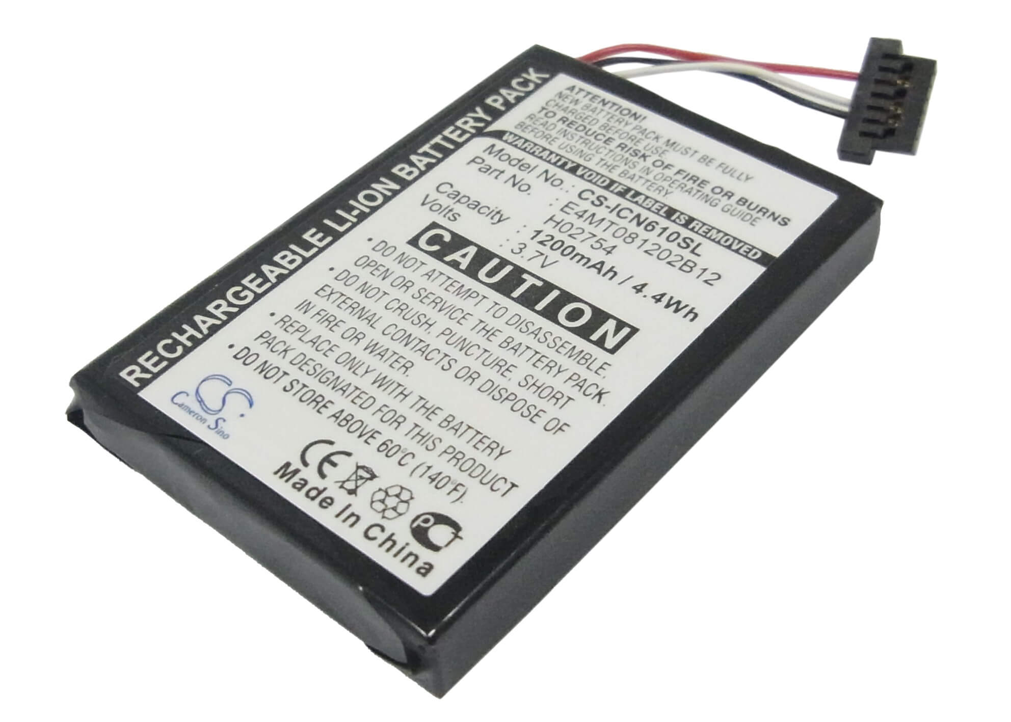 3.7V, 1200mAh, Li-ion Battery fits Navman, N60i Navpix, 4.44Wh