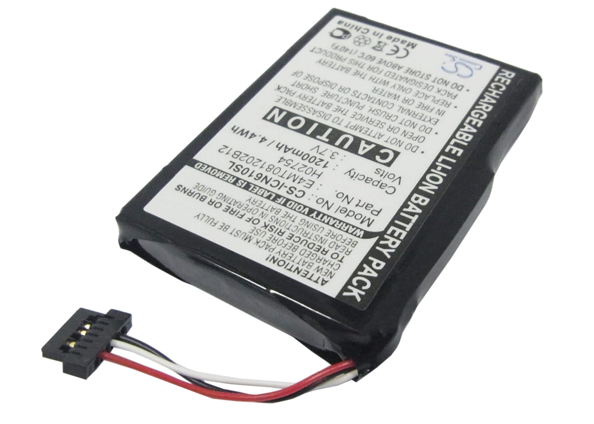 3.7V, 1200mAh, Li-ion Battery fits Navman, N60i Navpix, 4.44Wh