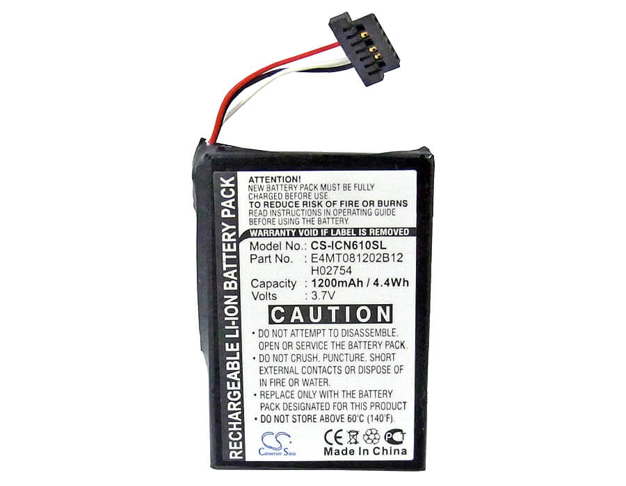 3.7V, 1200mAh, Li-ion Battery fits Navman, N60i Navpix, 4.44Wh