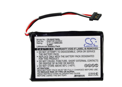 3.7V, 1200mAh, Li-ion Battery fits Becker, Be7934, Be7988, 4.44Wh