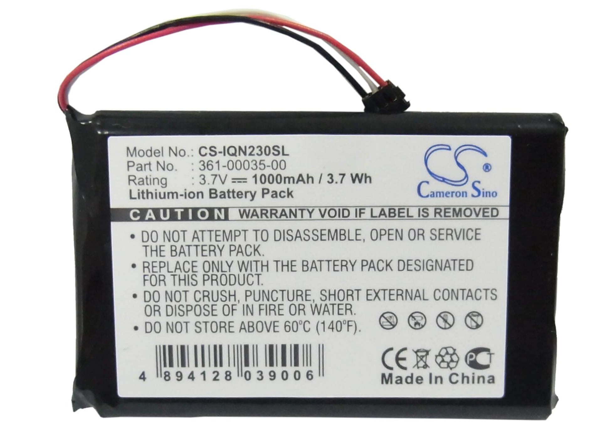 3.7V, 1000mAh, Li-ion Battery fits Garmin, Edge Touring Plus, Edge Touring+, 3.7Wh